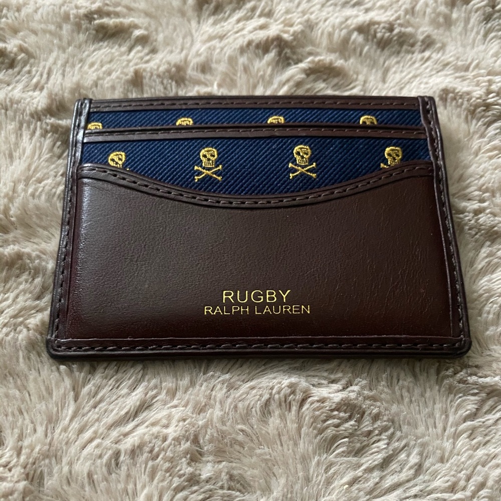 Rugby Ralph Lauren brown leather skulls cardholder